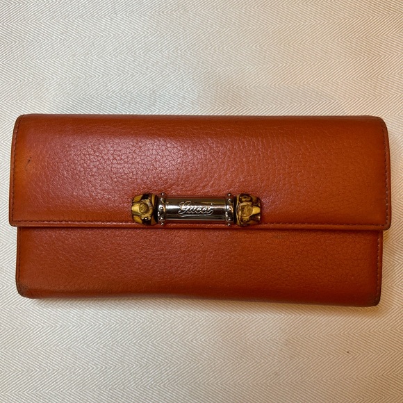 GUCCI Bamboo Accent Long Continental Leather Wallet - Picture 13 of 13